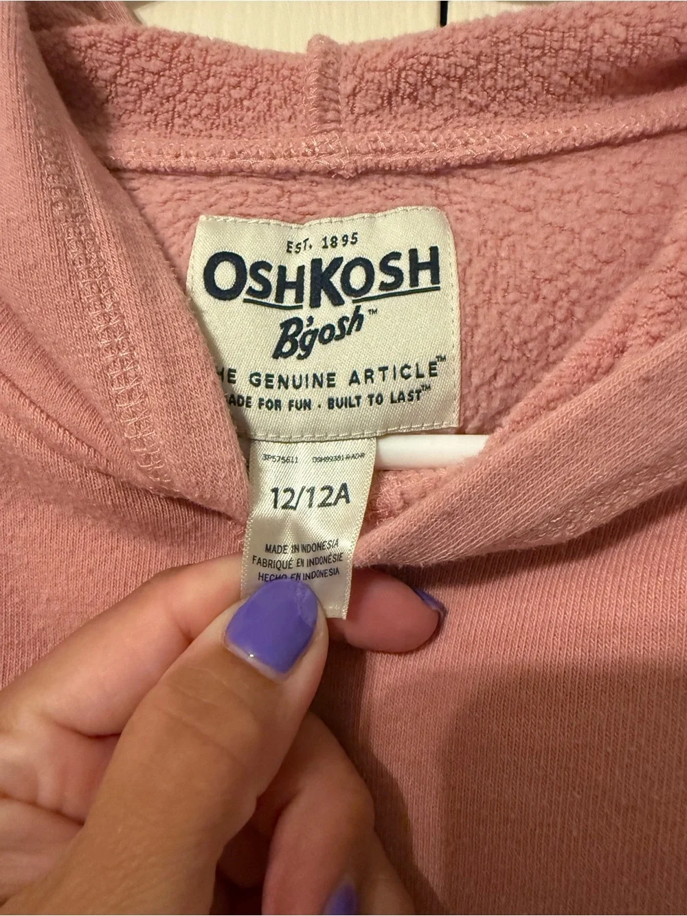 OshKosh B'gosh girls Dusty Pink Hooded Crew Neck Sweater